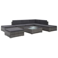 vidaXL Loungeset poly rattan grijs