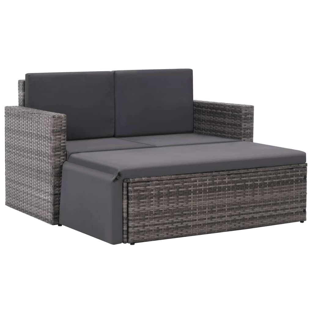 Poly Rattan Grau Lounge Sofa Garnitur Sitzgruppe vidaXL Gartenmöbel 3-tlg 