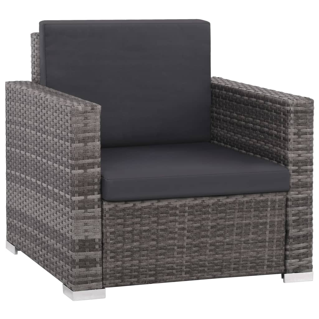 vidaXL 12-delige Loungeset met kussens poly rattan grijs