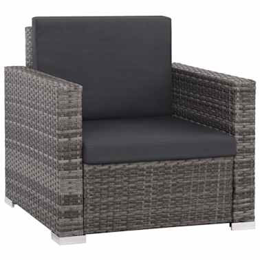 vidaXL 12 pcs conjunto lounge de jardim c/ almofadões vime PE cinzento[2/13]