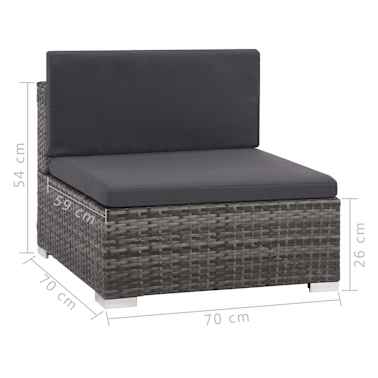 vidaXL 12 pcs conjunto lounge de jardim c/ almofadões vime PE cinzento[11/13]