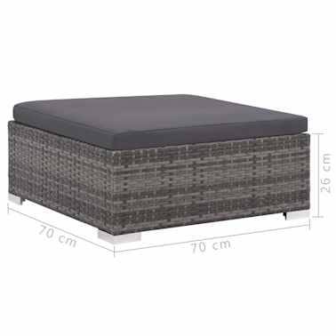 vidaXL 12 pcs conjunto lounge de jardim c/ almofadões vime PE cinzento[12/13]