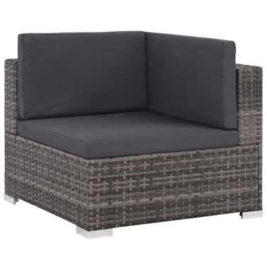 vidaXL 12 pcs conjunto lounge de jardim c/ almofadões vime PE cinzento[3/13]