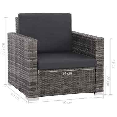 vidaXL 12 pcs conjunto lounge de jardim c/ almofadões vime PE cinzento[9/13]