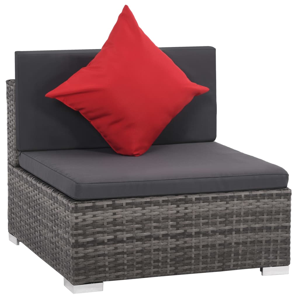 vidaXL 8-részes szürke polyrattan kerti bútorszett párnákkal