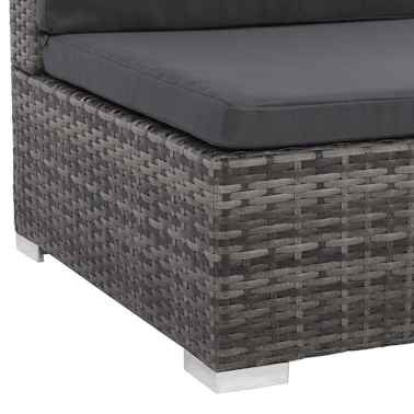 vidaXL 8 pcs conjunto lounge de jardim c/ almofadões vime PE cinzento[6/11]