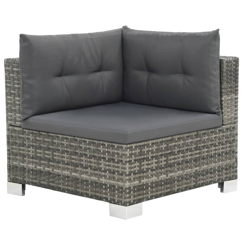 vidaXL 10-részes szürke polyrattan kerti bútorszett párnákkal