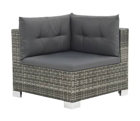 vidaXL Set Divani da Giardino 10 pz con Cuscini in Polyrattan Grigio, Grigio vidaXL Set Divani da Giardino 10 pz con Cuscini in Polyrattan Grigio
