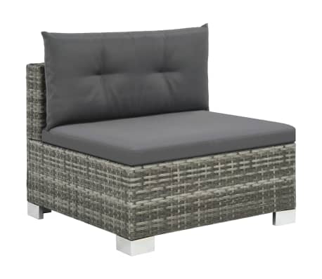 vidaXL Set Divani da Giardino 10 pz con Cuscini in Polyrattan Grigio, Grigio vidaXL Set Divani da Giardino 10 pz con Cuscini in Polyrattan Grigio