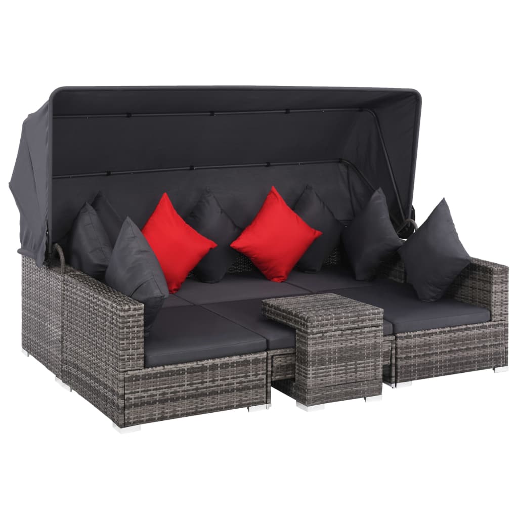 

vidaXL 7-delige Loungeset met kussens poly rattan grijs