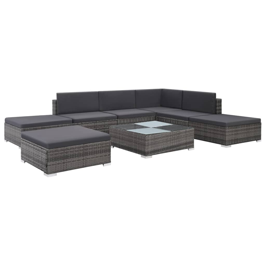 

vidaXL 8 Piece Patio Lounge Set with Cushions Poly Rattan Gray