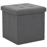 vidaXL Tabouret de rangement pliable Lin 38 x 38 x 38 cm Gris foncé