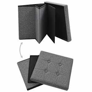 vidaXL Sulankstoma taburetė-daiktadėžė, tamsiai pilka, dirbtinis linas