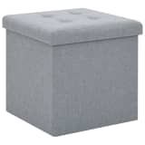 vidaXL Tabouret de rangement pliable Lin 38 x 38 x 38 cm Gris clair