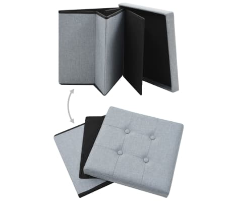vidaXL Hocker mit Stauraum Hellgrau Leinenoptik