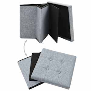 vidaXL Hocker mit Stauraum Hellgrau Leinenoptik