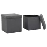 vidaXL Tabouret de rangement pliable 2 pcs Faux lin Gris foncé