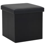 vidaXL Hocker mit Stauraum Klappbar Kunstleder 38 x 38 x 38 cm Schwarz