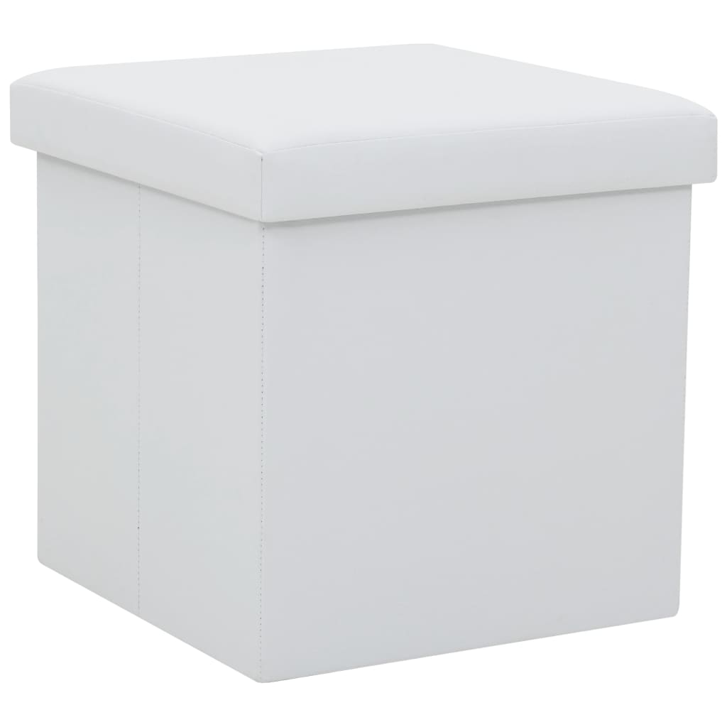Tabouret de rangement pliable Blanc Similicuir