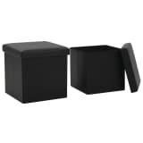 vidaXL Tabouret de rangement pliable 2 pcs Similicuir 38x38x38 cm Noir