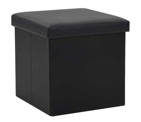 vidaXL Hocker mit Stauraum 2 Stk. Schwarz Kunstleder
