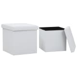 vidaXL Tabouret de rangement pliable 2 pcs Similicuir 38x38x38cm Blanc