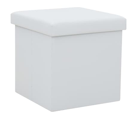 vidaXL Tabourets de rangement pliables lot de 2 blanc similicuir