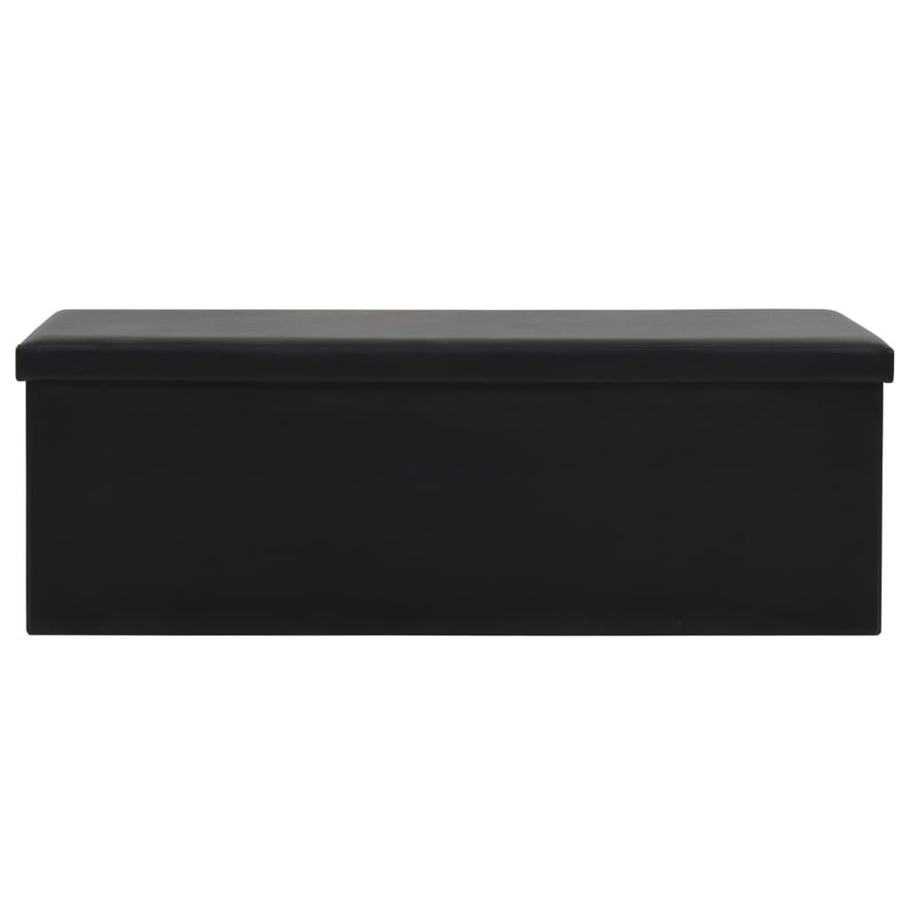  Skladacia úložná lavica z umelej kože 110x38x38 cm čierna