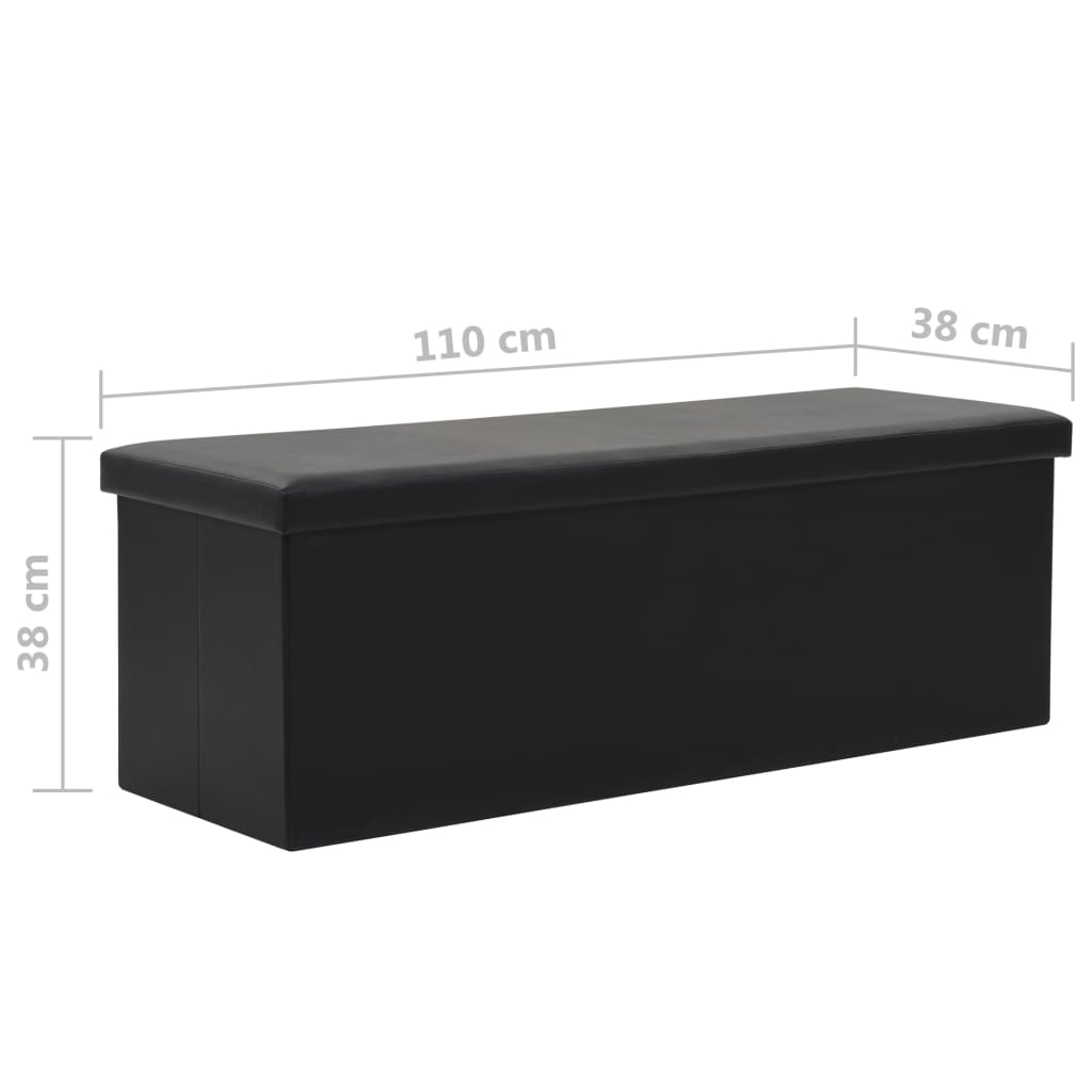  Skladacia úložná lavica z umelej kože 110x38x38 cm čierna