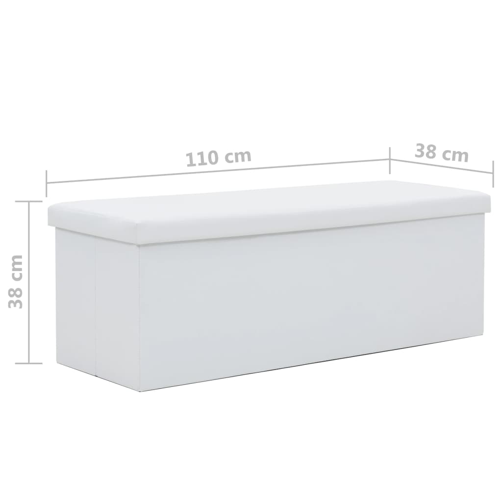 Skladacia úložná lavica z umelej kože 110x38x38 cm biela