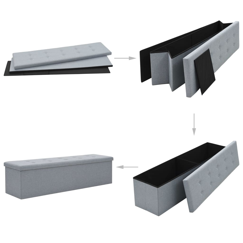

vidaXL Opbergbank inklapbaar 150x38x38 cm kunstlinnen lichtgrijs