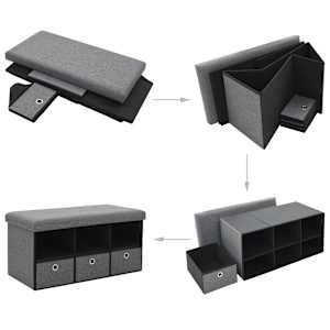 vidaXL Sulankst. suol.-daikt., dirbt. lin., 76x38x38cm, tams. pilk.