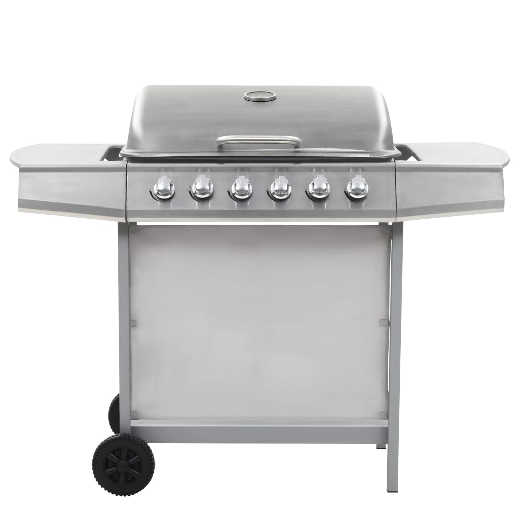 vidaXL Barbecue au gaz avec 6 zones de cuisson Inox Argenté