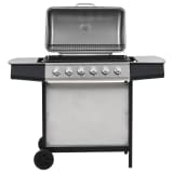 vidaXL Gasgrill mit 6 Brennern Edelstahl Silbern