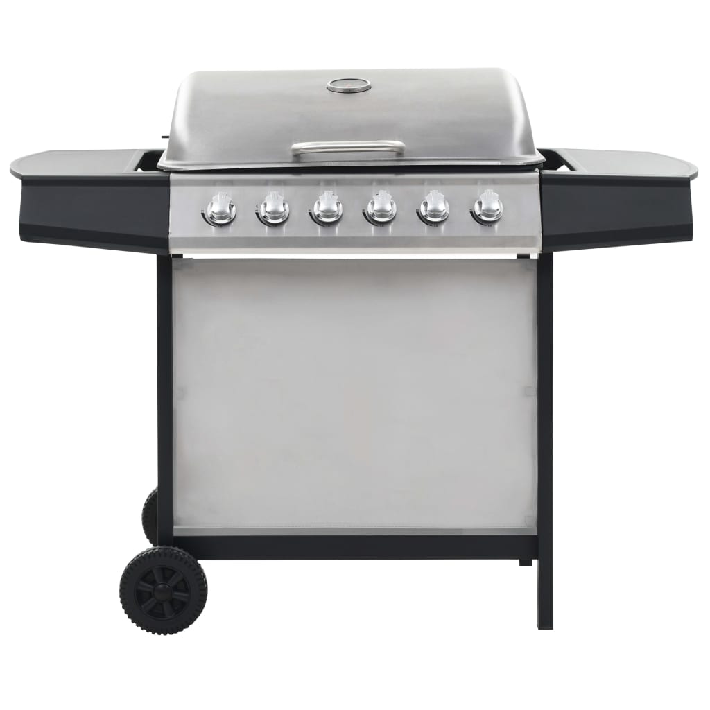 vidaXL Gasbarbecue en grill 6 kookzones roestvrij staal zilverkleurig