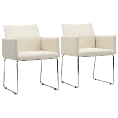 vidaXL Chaises de salle à manger 2 pcs Aspect de lin Blanc vidaXL Chaises de salle à manger 2 pcs Aspect de lin Blanc
