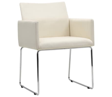 vidaXL Chaises de salle à manger 2 pcs Aspect de lin Blanc Tissu vidaXL Chaises de salle à manger 2 pcs Aspect de lin Blanc Tissu