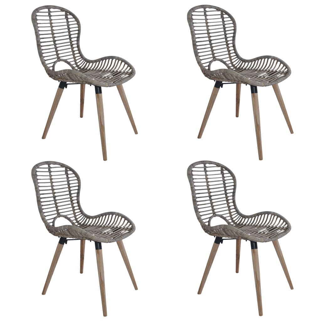 

vidaXL Dining Chairs 4 pcs Brown Natural Rattan