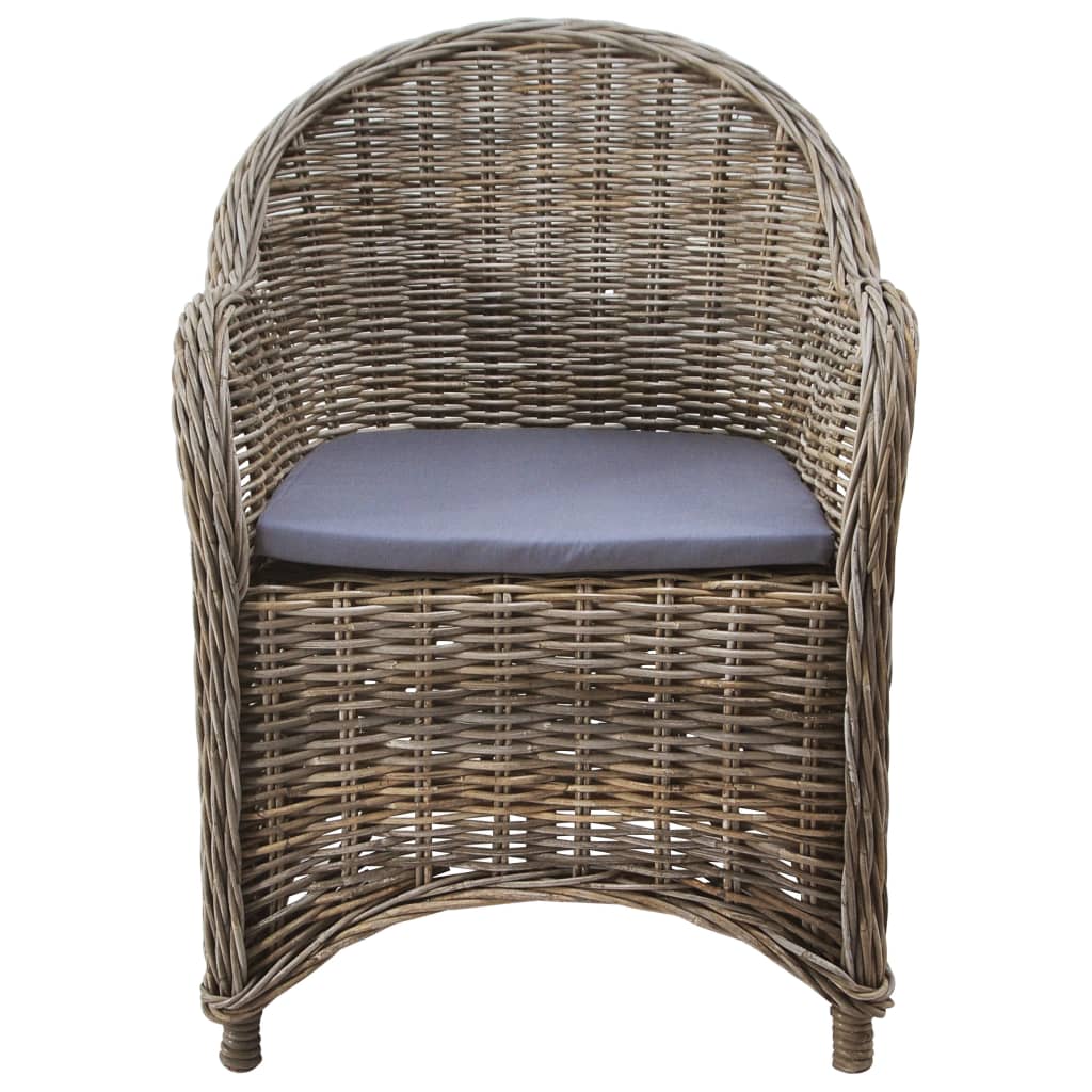 Gartenstühle 2 Stk. mit Auflagen Natürliches Rattan Weddig