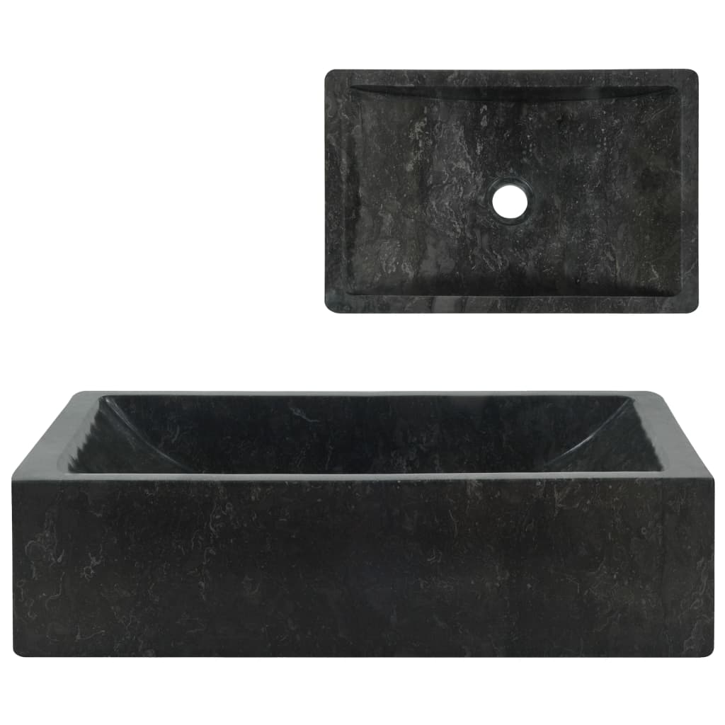 Fekete márvány mosdókagyló 45 x 30 x 12 cm 