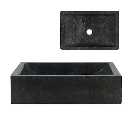 vidaXL Waschbecken 45 x 30 x 12 cm Marmor Schwarz -picture