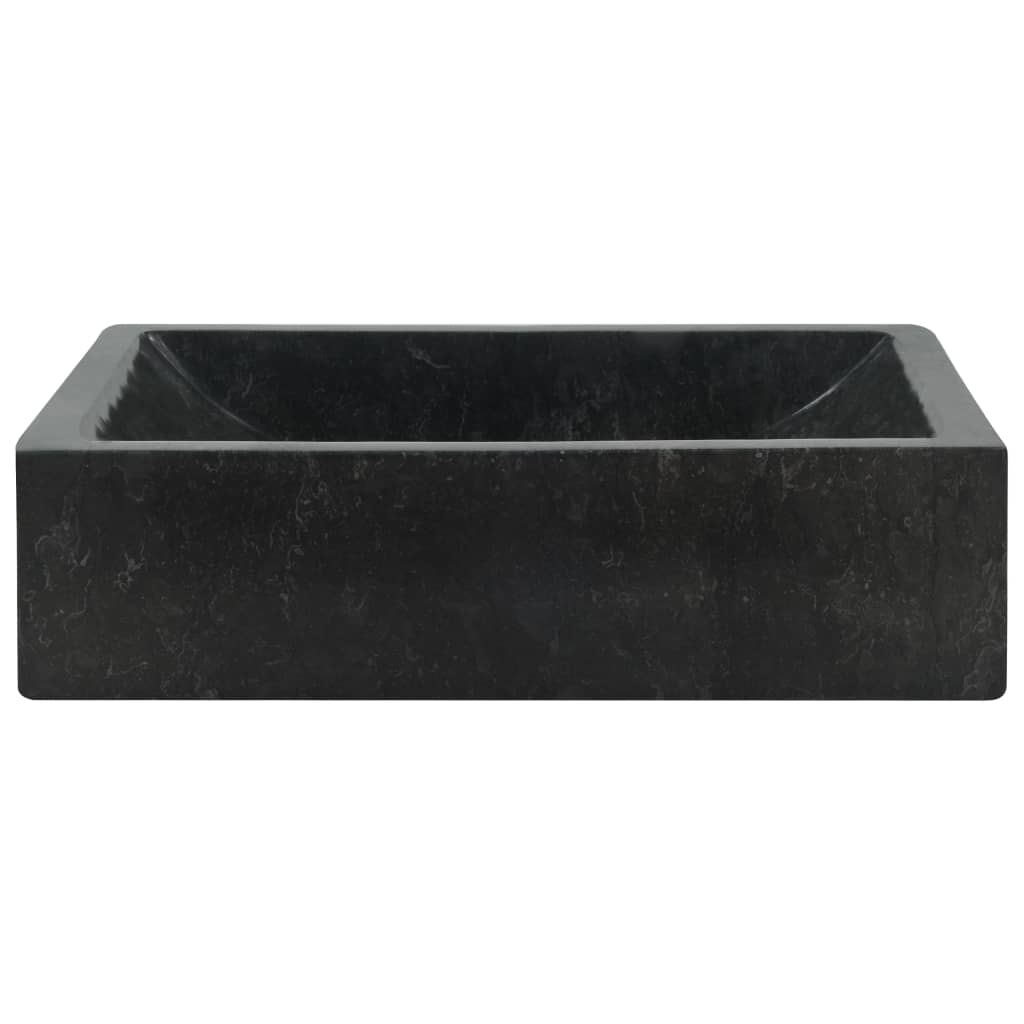 Magasfényű fekete márvány mosdókagyló 45 x 30 x 12 cm 