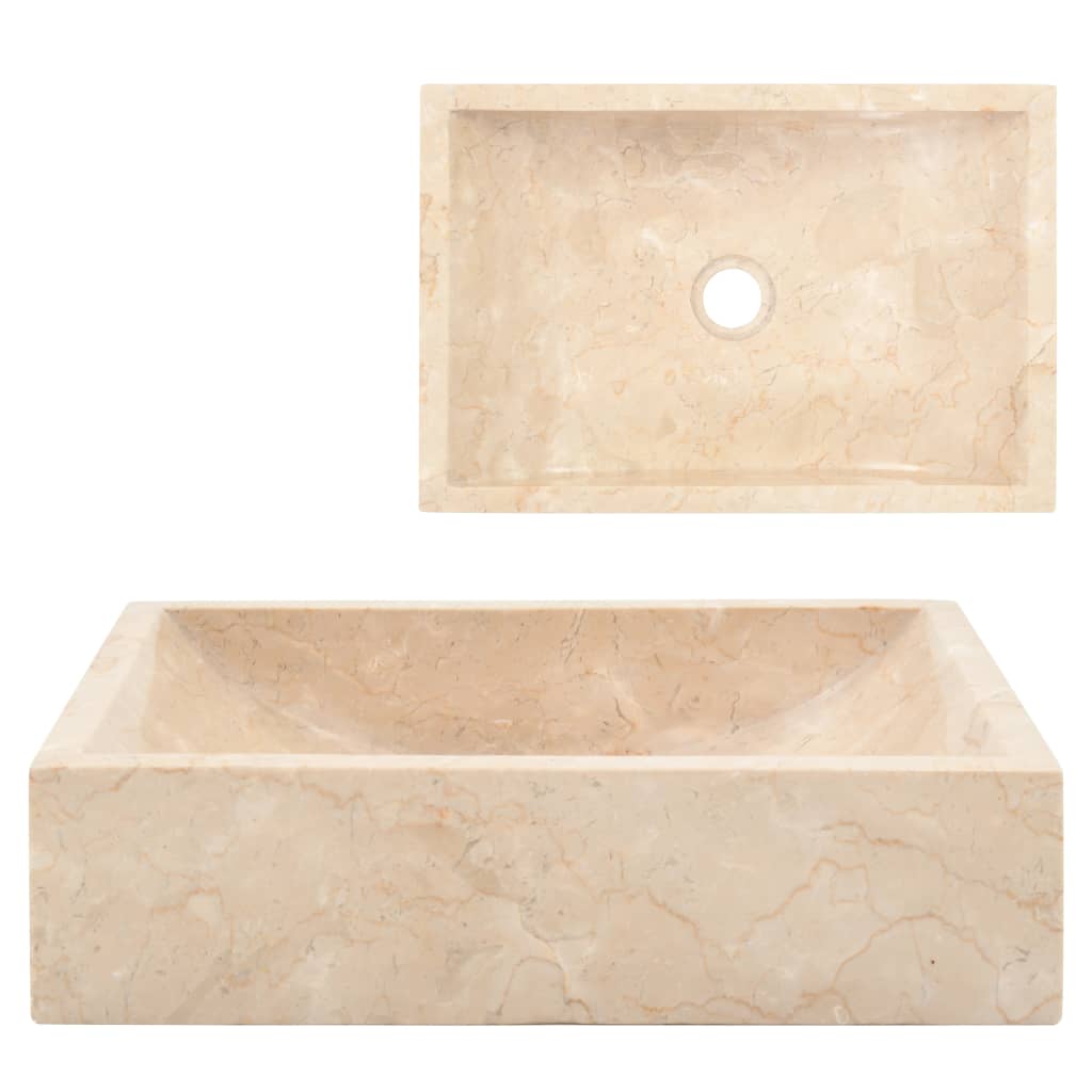 vidaXL Waschbecken 45x30x12 cm Marmor Hochglanz-Creme