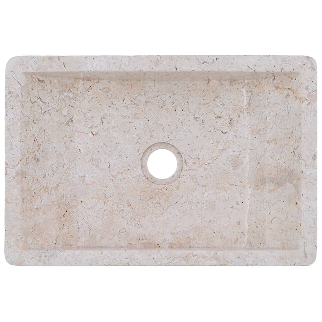 Magasfényű krémszínű márvány mosdókagyló 45 x 30 x 12 cm 