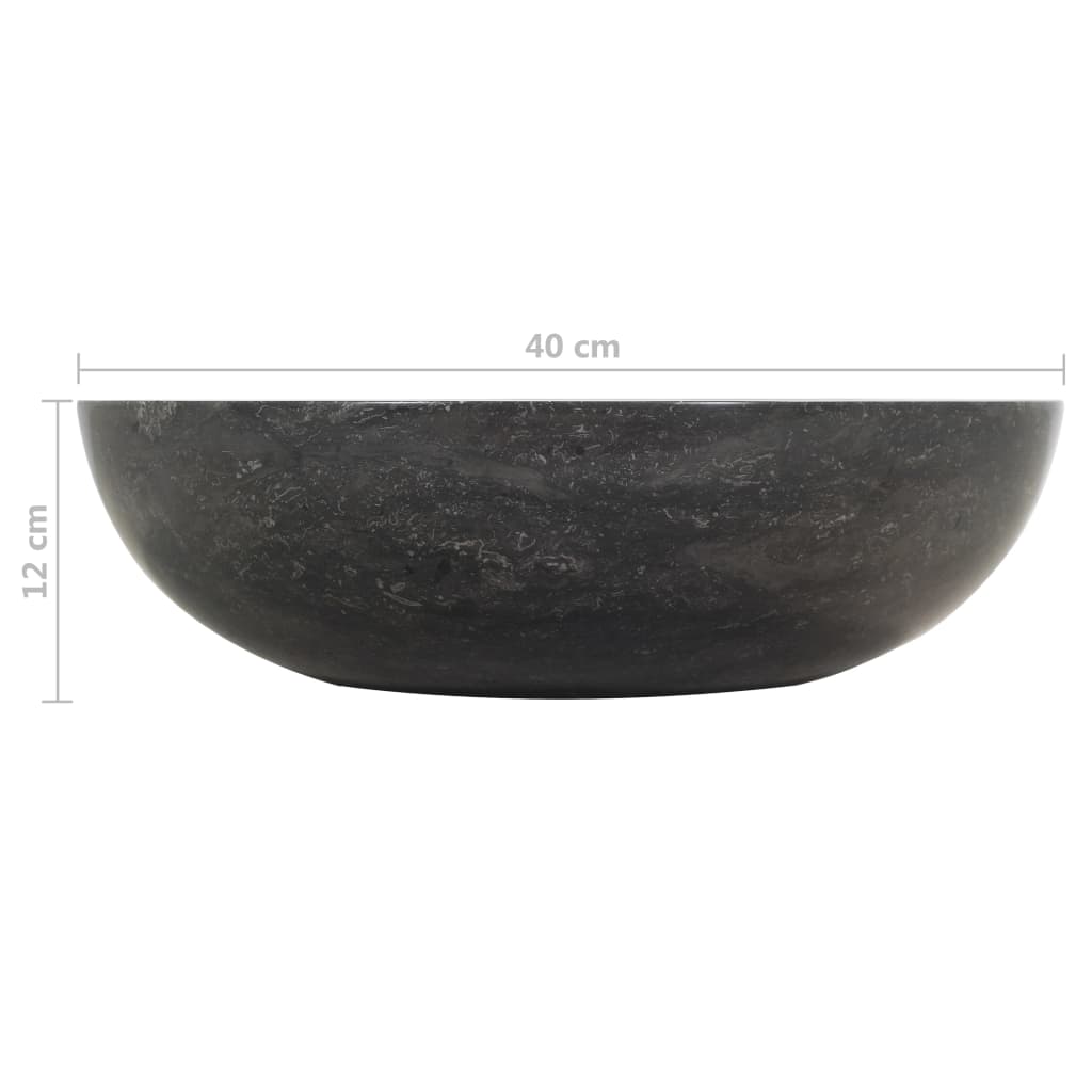 Fekete márvány mosdókagyló 40 x 12 cm 
