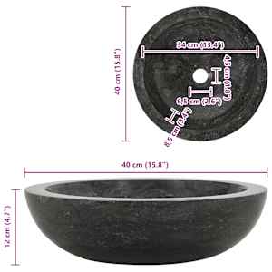 Umyvadlo 40 x 12 cm mramor černé - obrázek 11