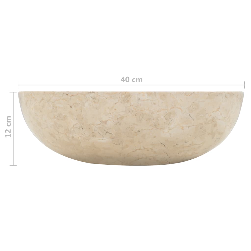 Krémszínű márvány mosdókagyló 40 x 12 cm 