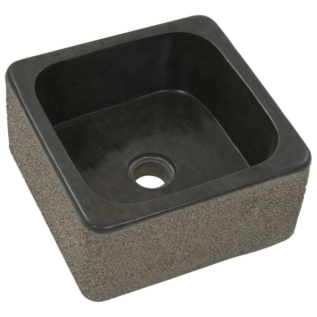 

vidaXL Gootsteen 30x30x15 cm riviersteen zwart