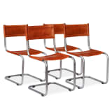 vidaXL Dining Chairs 4 pcs Genuine Leather Brown