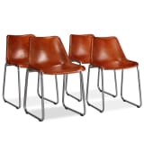 vidaXL Dining Chairs 4 pcs Genuine Leather Brown